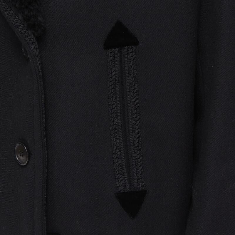 SAINT LAURENT 2018 black fur collar double breasted bomber pea coat EU52 XL 6