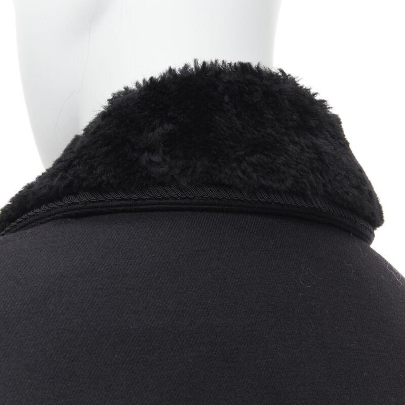 SAINT LAURENT 2018 black fur collar double breasted bomber pea coat EU52 XL 7