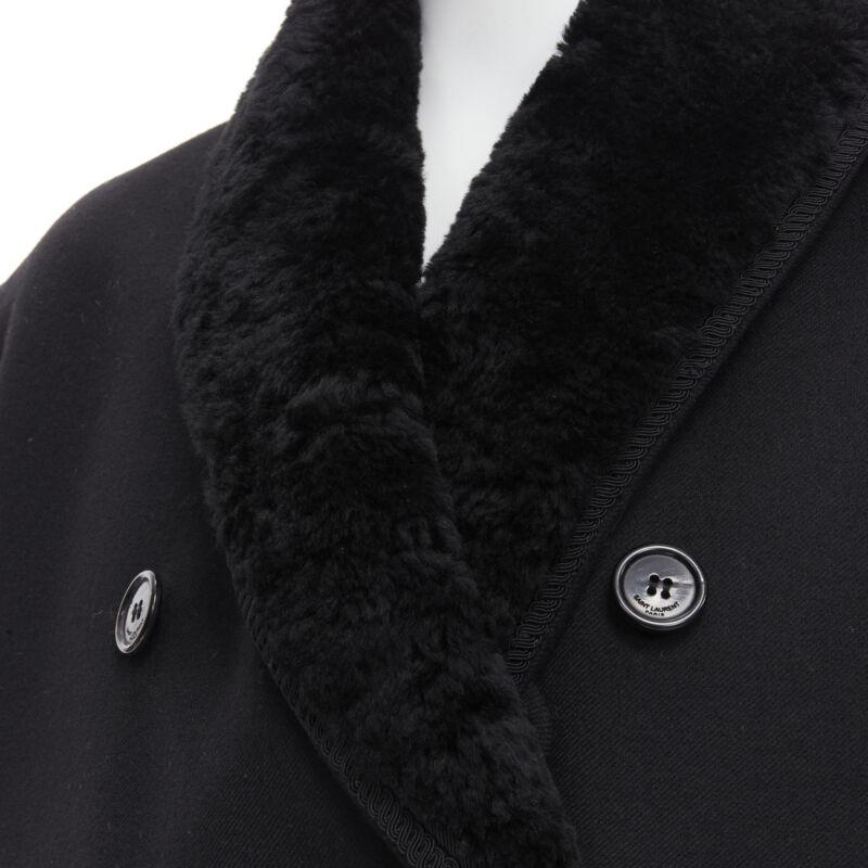 SAINT LAURENT 2018 black fur collar double breasted bomber pea coat EU52 XL
Reference: TGAS/B01700
Brand: Saint Laurent
Designer: Anthony Vaccarello
Collection: 2018
Material: Wool
Color: Black
Pattern: Solid
Closure: Button
Extra Details: Shawl fur