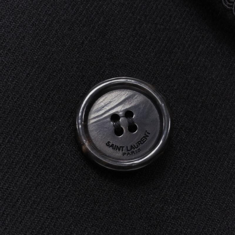 SAINT LAURENT 2018 black fur collar double breasted bomber pea coat EU52 XL 5