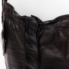 SAINT LAURENT 2018 black lambskin leather drawstring waist mini skirt FR36 S
