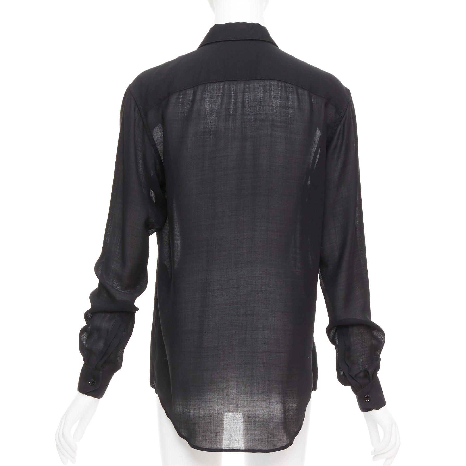 SAINT LAURENT 2018 black semi sheer wool blend YSL rope blouse FR34 XS For Sale 1