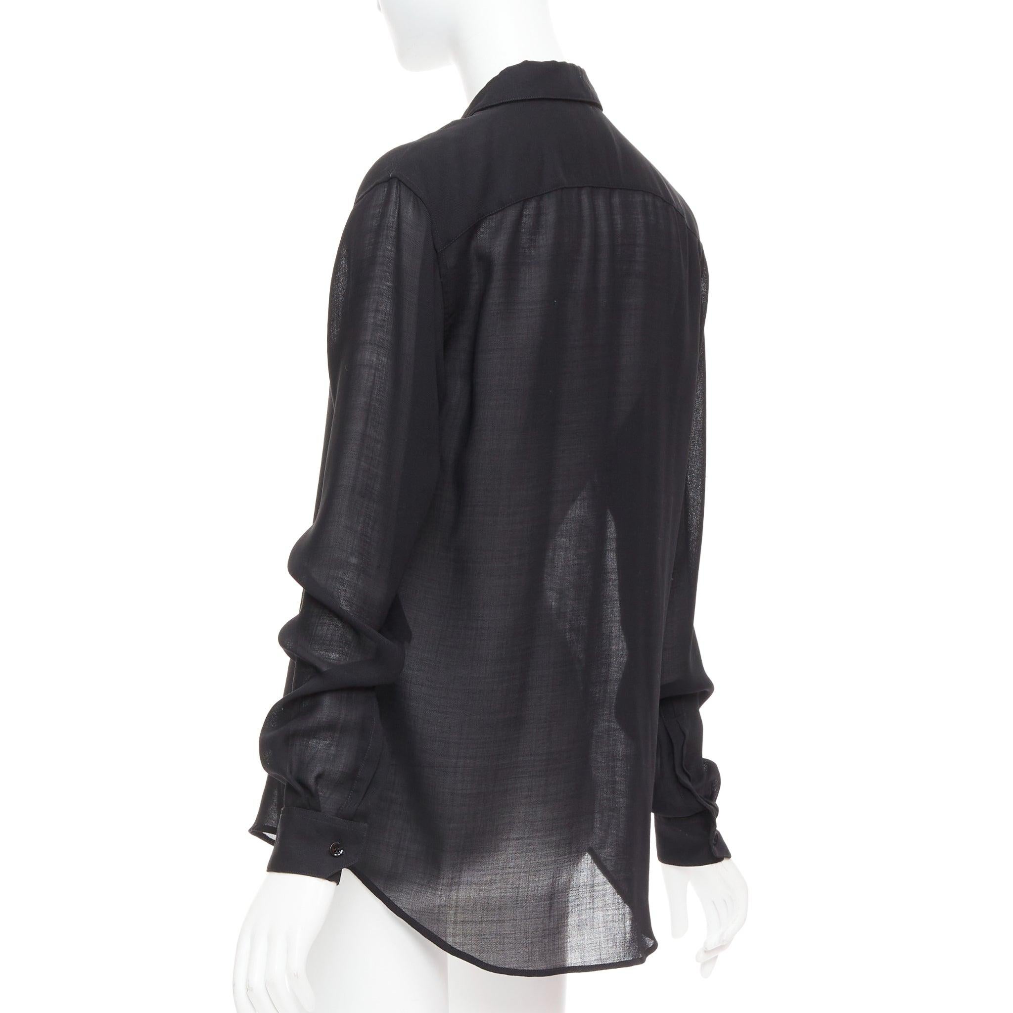 SAINT LAURENT 2018 black semi sheer wool blend YSL rope blouse FR34 XS For Sale 2