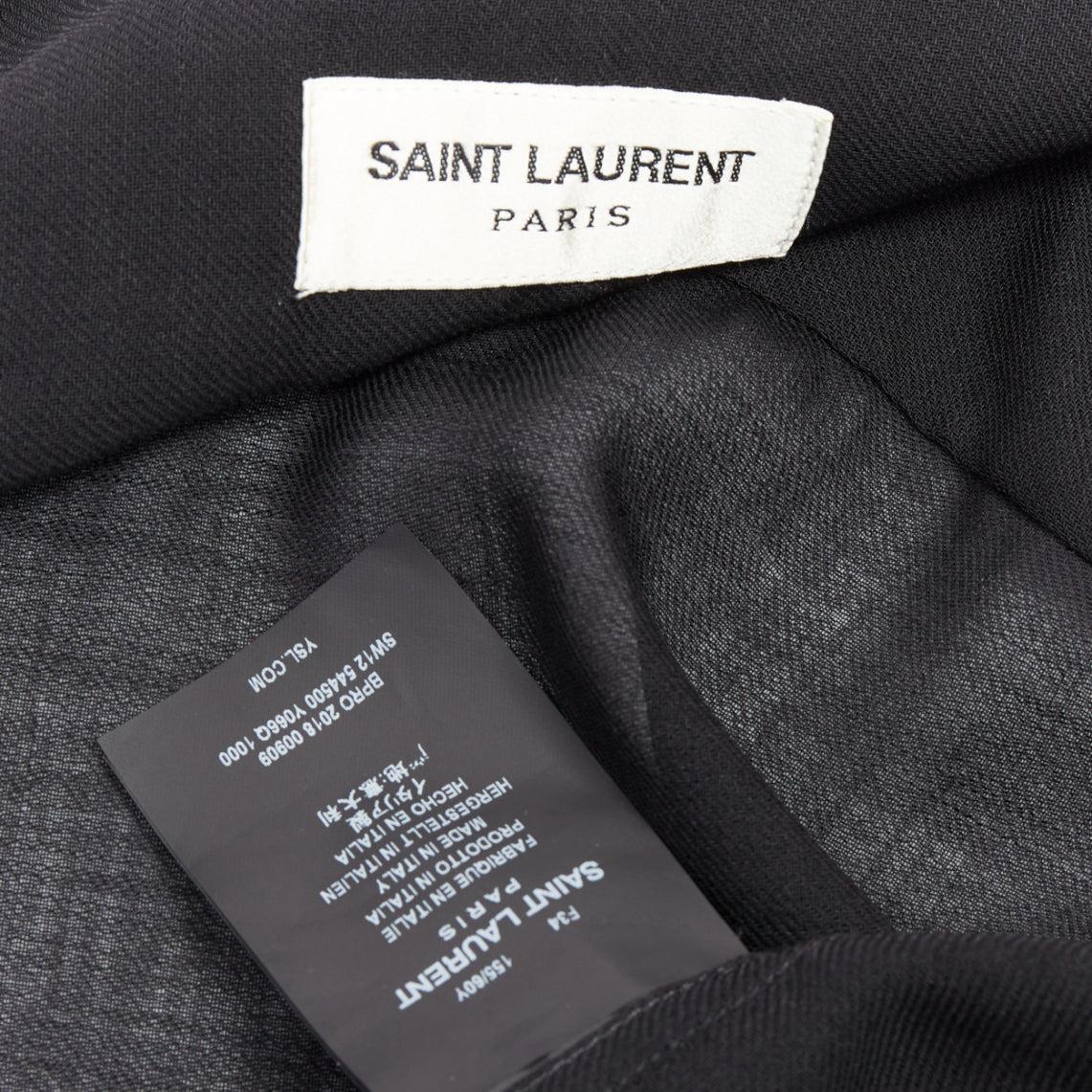 SAINT LAURENT 2018 black semi sheer wool blend YSL rope blouse FR34 XS For Sale 4