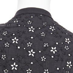 SAINT LAURENT 2018 black star embroidery anglais collarless shirt EU38 S