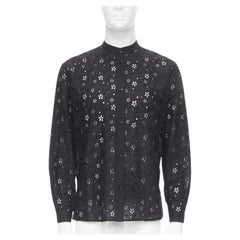 SAINT LAURENT 2018 schwarz Sternstickerei anglais kragenloses Hemd EU38 S