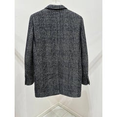 Saint Laurent 2018 Black White Checked Wool-Blend Blazer Coat F40