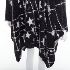 SAINT LAURENT 2018 Constellation black white astrology intarsia poncho cape S