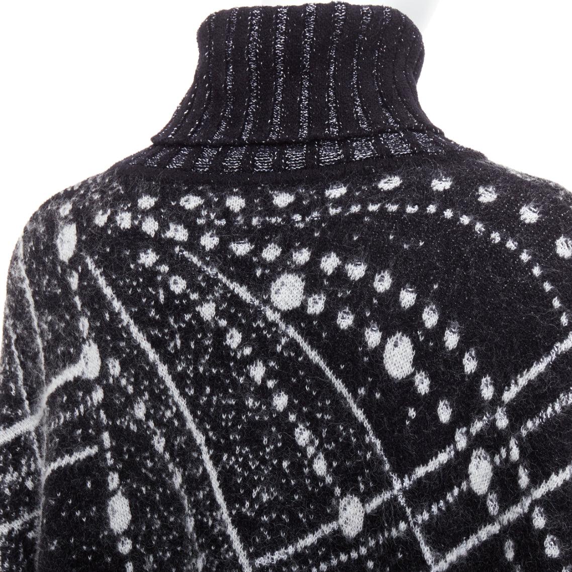 SAINT LAURENT 2018 Constellation black white astrology intarsia poncho cape S For Sale 3