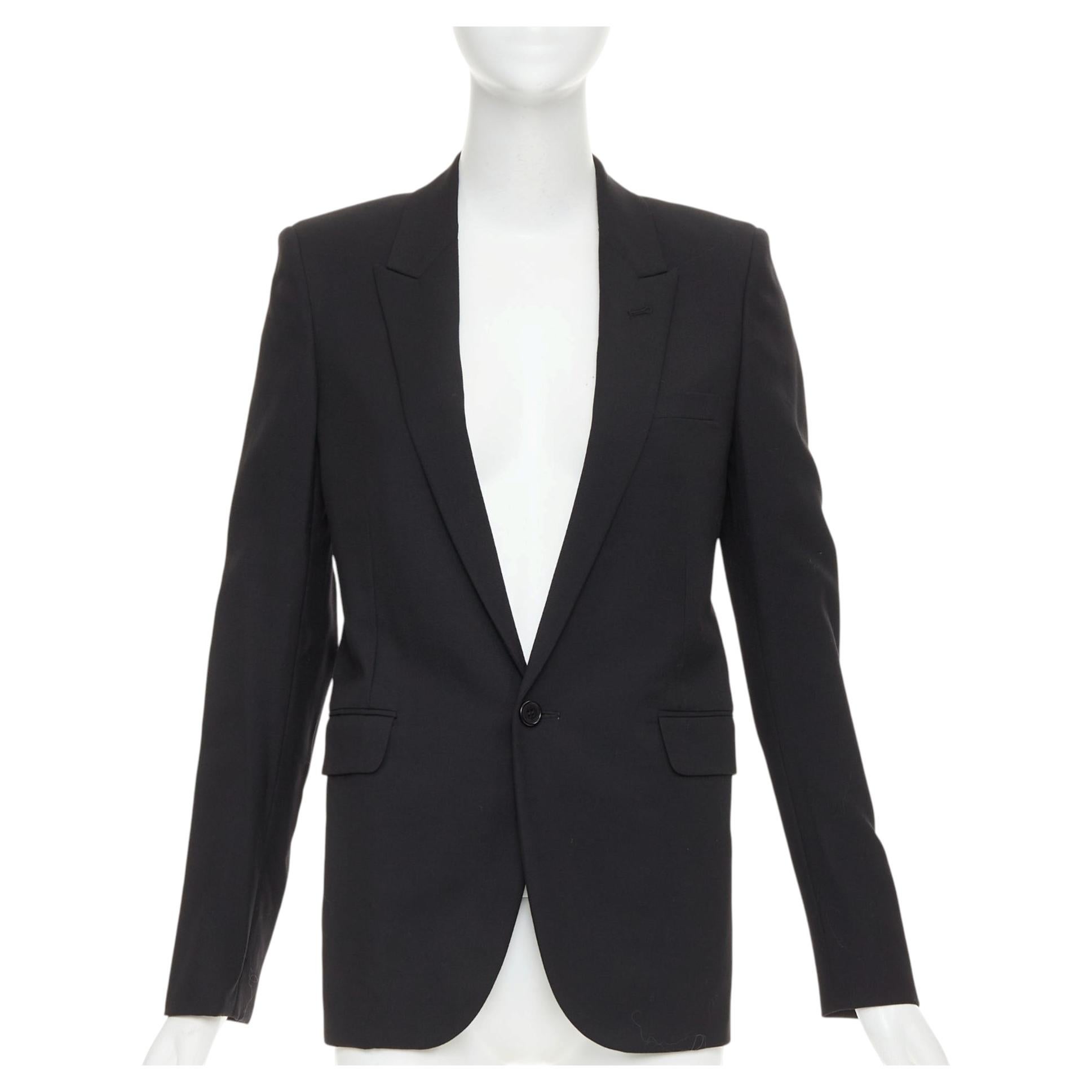 SAINT LAURENT 2018 Giacca “Le Smoking” monopetto con revers a punta in cady di lana, taglia FR36 S