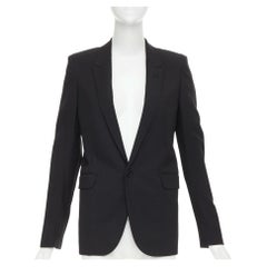 SAINT LAURENT 2018 Le Smoking single breasted peak lapel wool cady jacket FR36 S