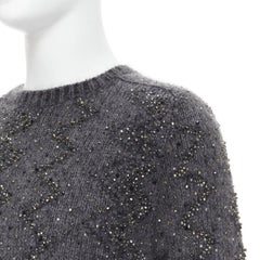 SAINT LAURENT 2018 mohair wool crystal rhinestone embellished sweater M