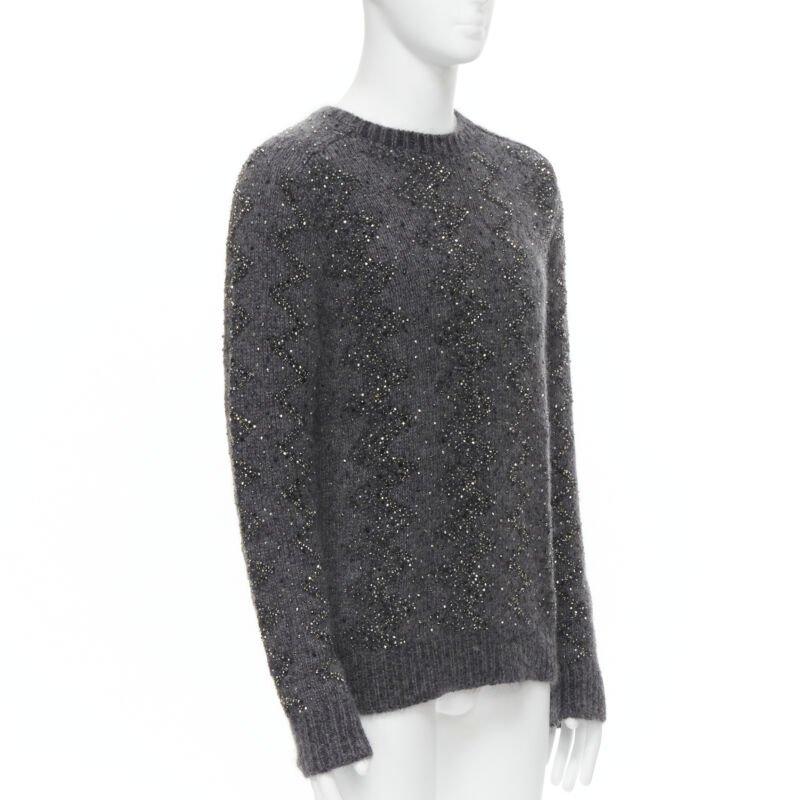 SAINT LAURENT 2018 Pullover aus Mohairwolle mit Kristallen und Strasssteinen verziert M (Schwarz) im Angebot