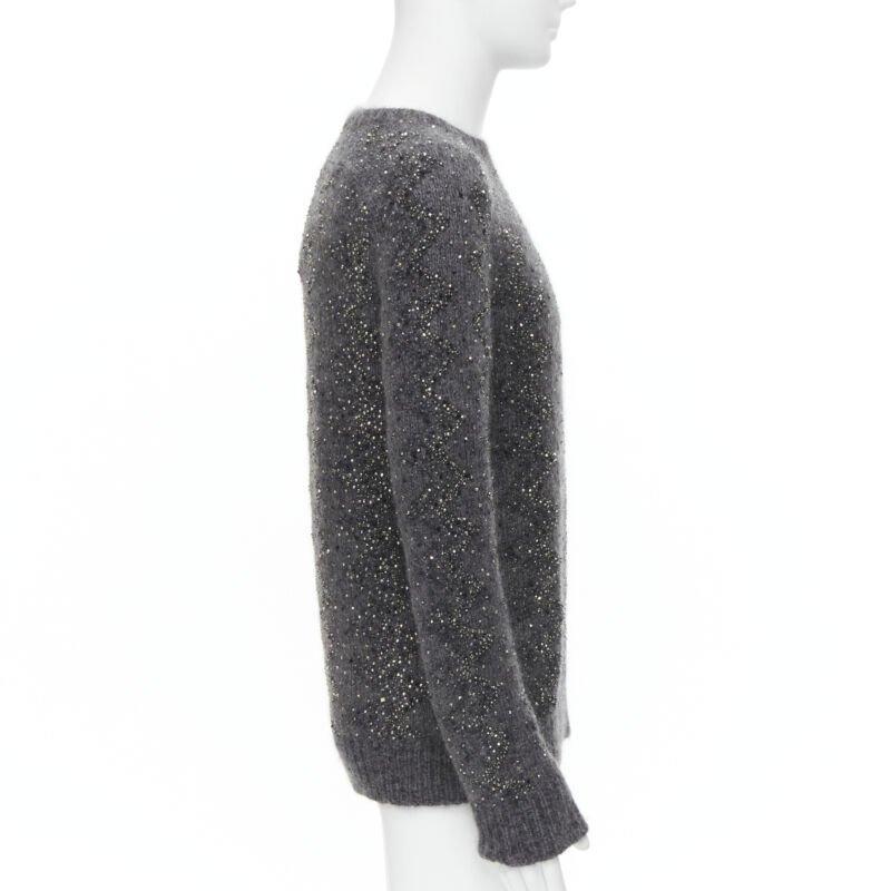 SAINT LAURENT 2018 Pullover aus Mohairwolle mit Kristallen und Strasssteinen verziert M Damen im Angebot