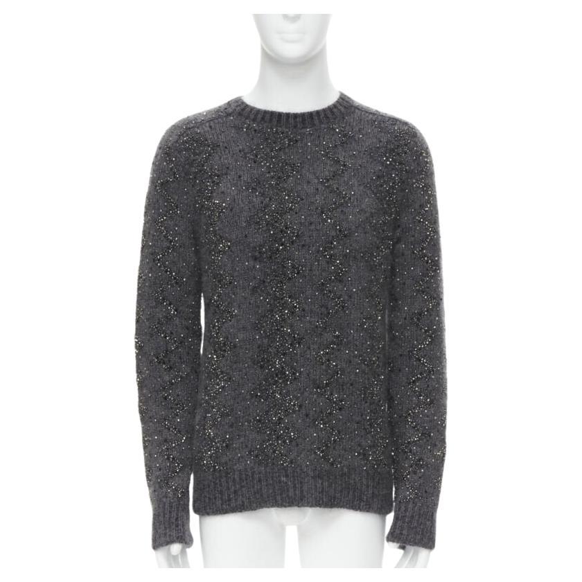 SAINT LAURENT 2018 Pullover aus Mohairwolle mit Kristallen und Strasssteinen verziert M im Angebot