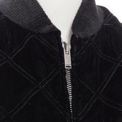 SAINT LAURENT 2018 Teddy black purple diamond quilted bomber jacket EU42 XXS