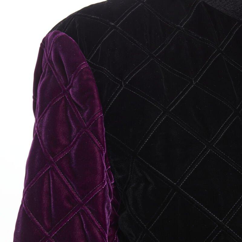 SAINT LAURENT 2018 Teddy black purple diamond quilted bomber jacket EU44 XS For Sale 6