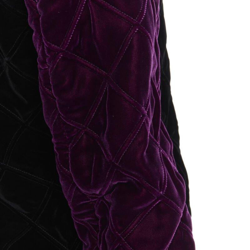 SAINT LAURENT 2018 Teddy black purple diamond quilted bomber jacket EU44 XS For Sale 7