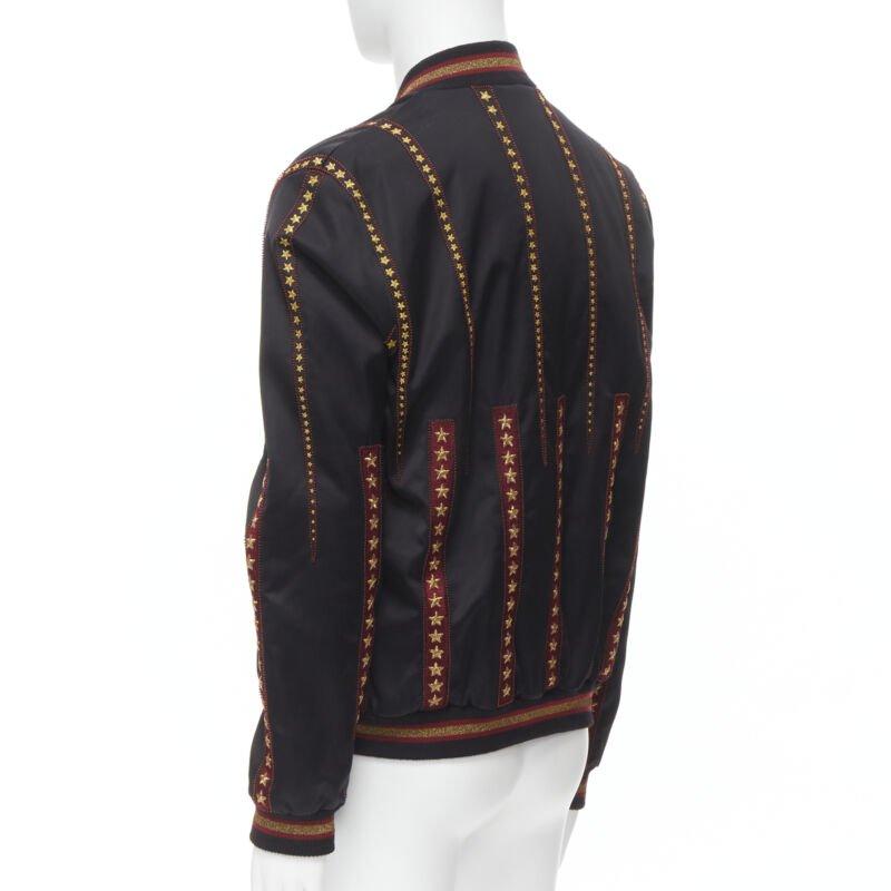 SAINT LAURENT 2018 Teddy, bomber in raso con stelle dorate, EU52 XL in vendita 2