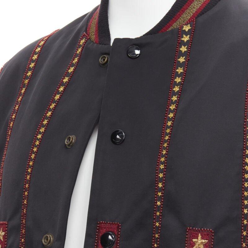 SAINT LAURENT 2018 Teddy, bomber in raso con stelle dorate, EU52 XL in vendita 3