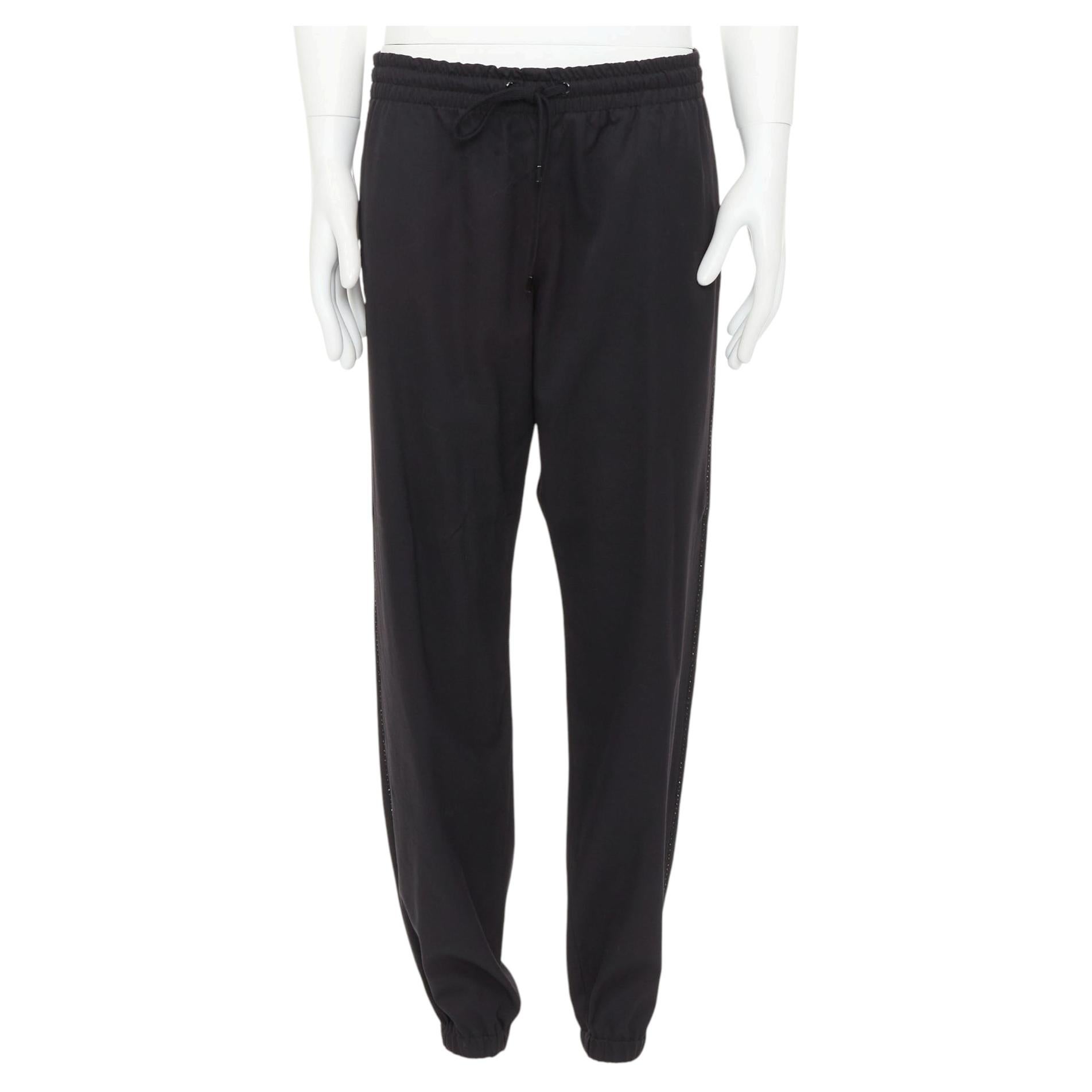SAINT LAURENT 2018 virgin wool beaded side trim drawstring jogger pants FR48 M