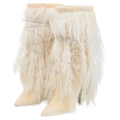 Saint Laurent 2018 Yeti Ostrich Fur Boots size 37