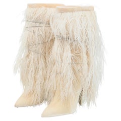 Saint Laurent Yeti Stiefel aus Straußenpelz Größe 37, 2018