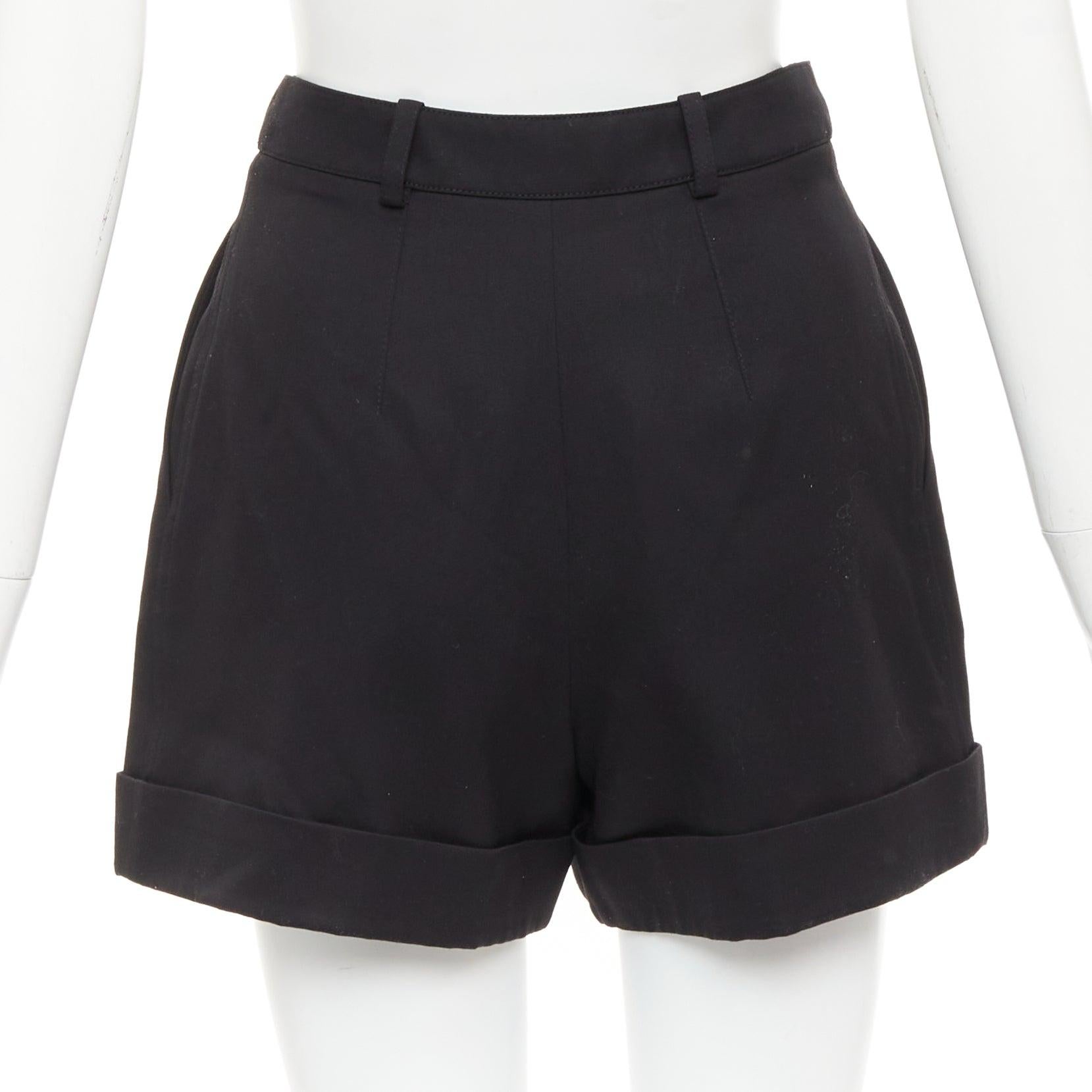 SAINT LAURENT 2019 Schwarze Schurwoll-Shorts mit hohem Bund FR36 XS 2