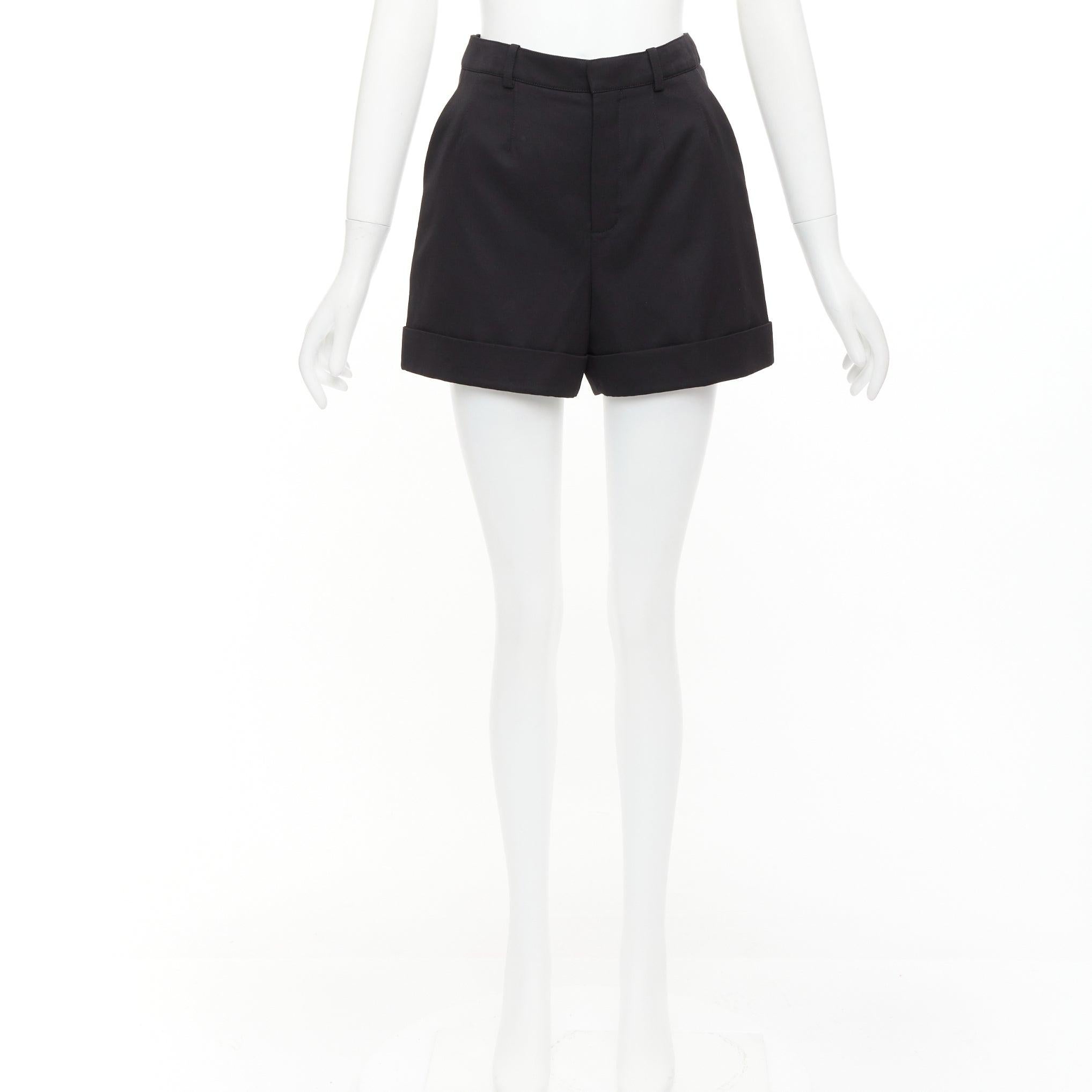 SAINT LAURENT 2019 Schwarze Schurwoll-Shorts mit hohem Bund FR36 XS 6