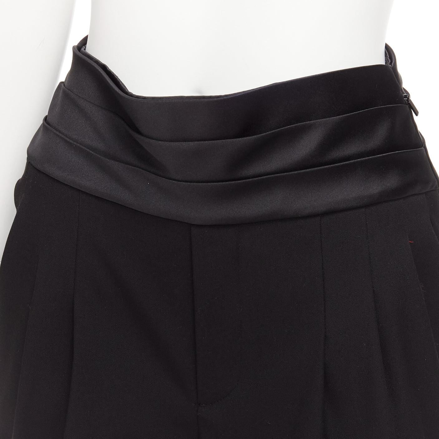 Women's SAINT LAURENT 2019 black virgin wool cumberband high waist shorts FR36 S For Sale