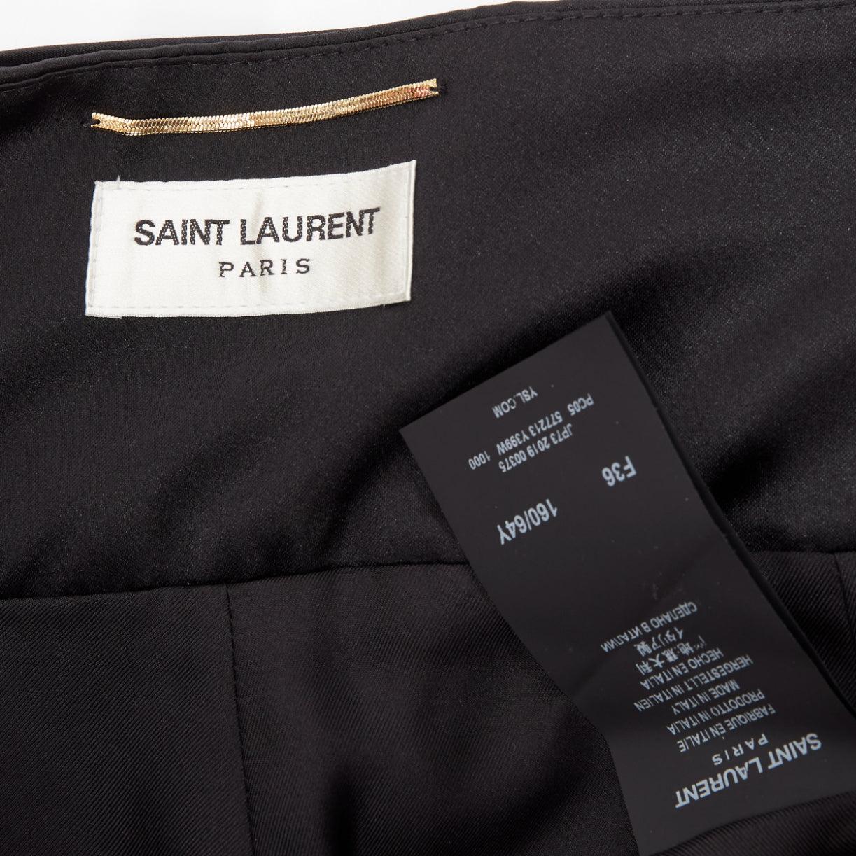 SAINT LAURENT 2019 black virgin wool cumberband high waist shorts FR36 S For Sale 4