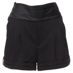 Pantalón corto de cintura alta SAINT LAURENT 2019 de lana virgen negra FR36 S