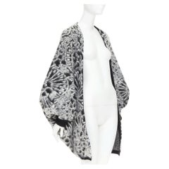 Saint Laurent 2019 – Schwarzer, weißer Cardigan im Kokon-Schnitt aus gebürstetem Wolljacquard, Größe XS