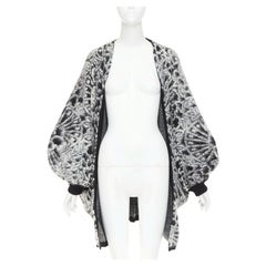 Saint Laurent 2019 – Schwarzer, weißer Cardigan im Kokon-Schnitt aus gebürstetem Wolljacquard, Größe XS