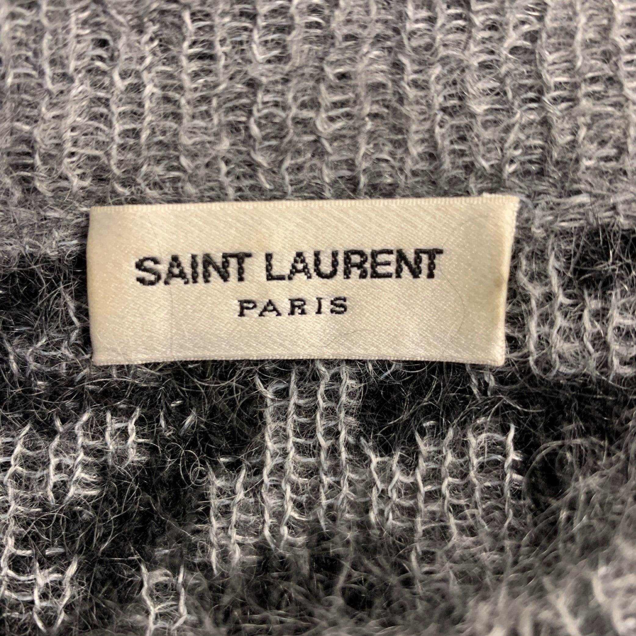 SAINT LAURENT 2019 Taglia L Grigio Nero Zig Zag Maglione a girocollo in misto lana in vendita 7