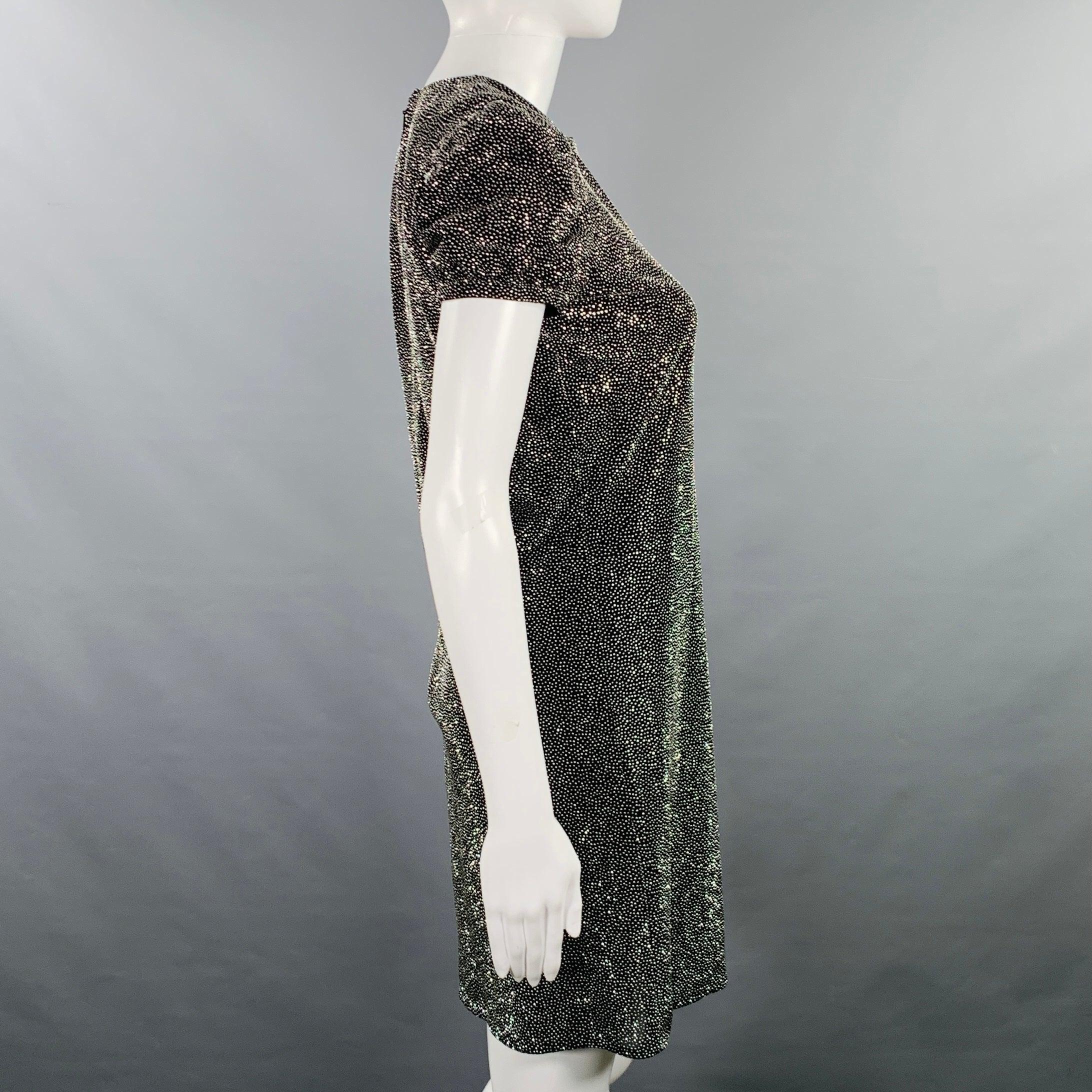 SAINT LAURENT 2019 Size XS Black Silver Viscose Rhinestones Cocktail Dress In Excellent Condition For Sale In San Francisco, CA