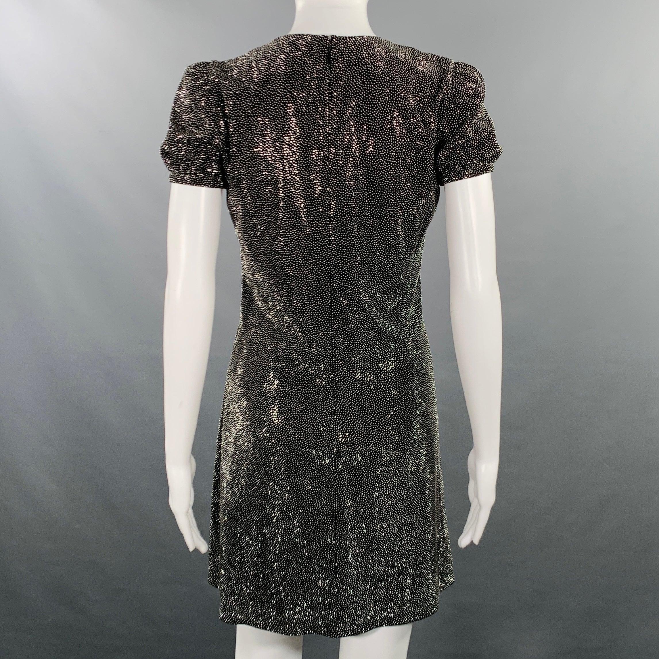 Women's SAINT LAURENT 2019 Size XS Black Silver Viscose Rhinestones Cocktail Dress For Sale