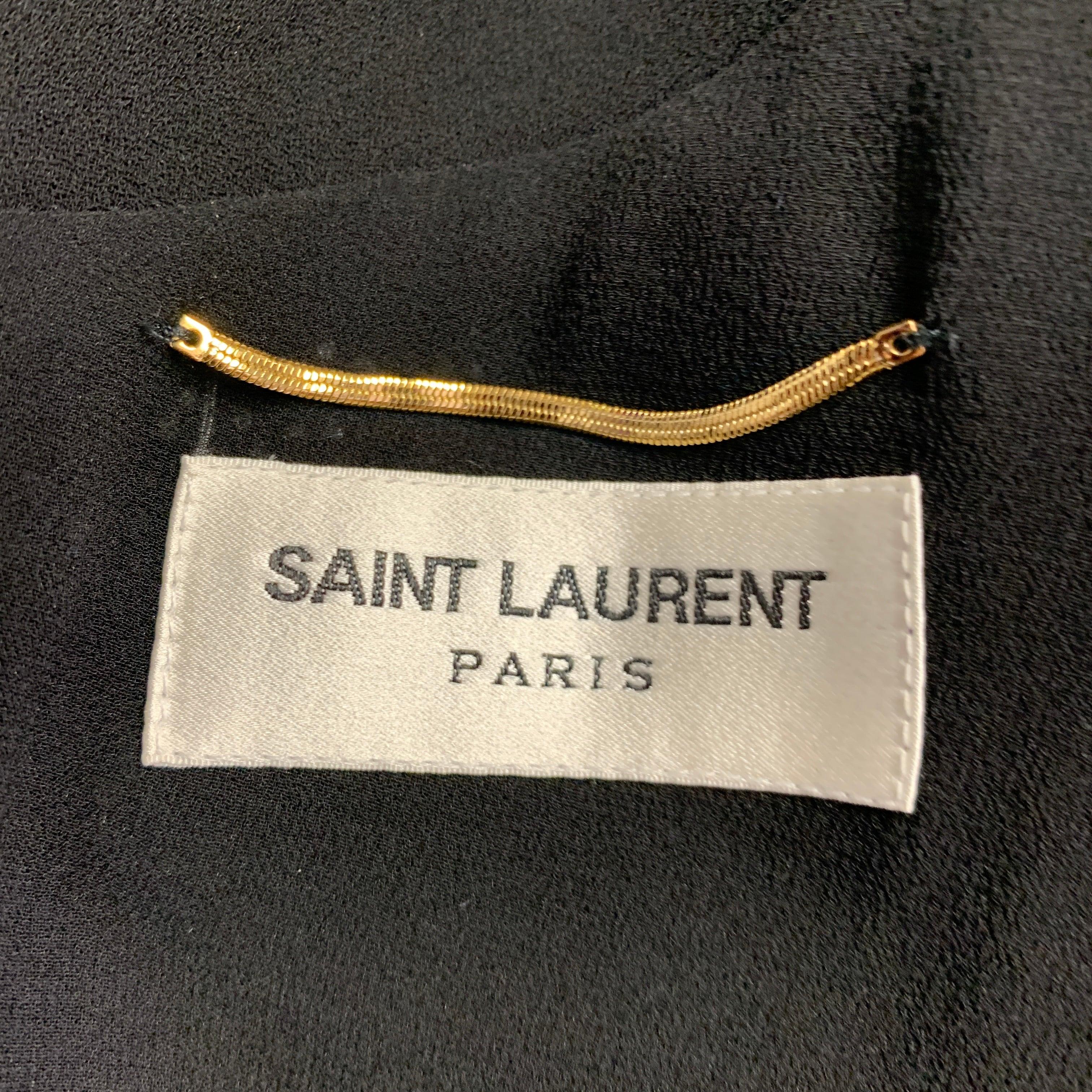 SAINT LAURENT 2019 Size XS Black Silver Viscose Rhinestones Cocktail Dress For Sale 1