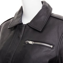SAINT LAURENT 2020 black sheepskin leather pocketed flight jacket L