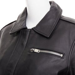 SAINT LAURENT 2020 black sheepskin leather pocketed flight jacket L