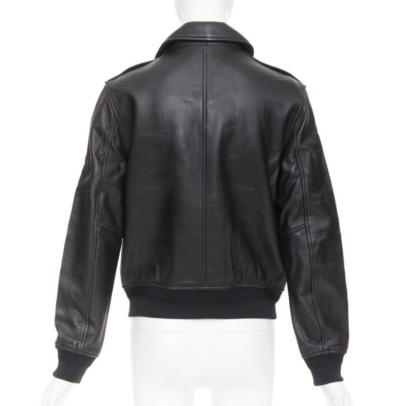 SAINT LAURENT 2020 black sheepskin leather pocketed flight jacket L en venta 2