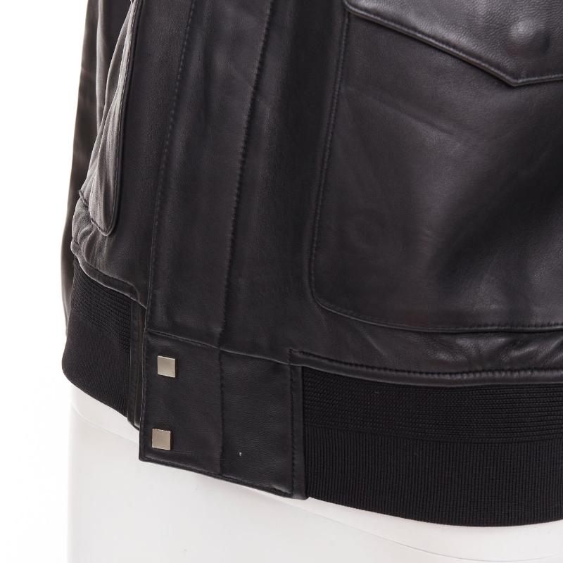 SAINT LAURENT 2020 black sheepskin leather pocketed flight jacket L en venta 4