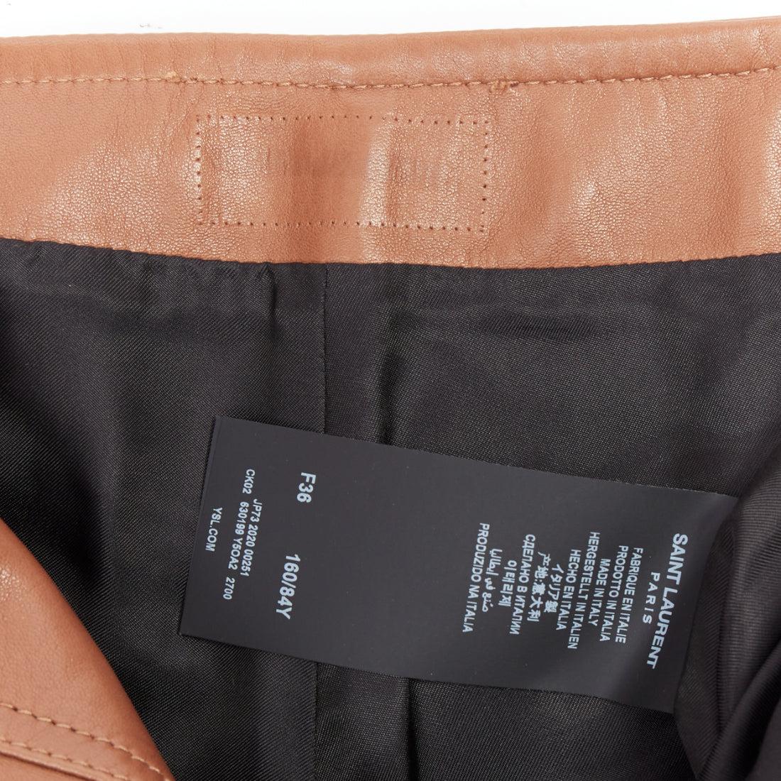 SAINT LAURENT 2020 brown lamb leather pleated riding shorts FR36 S For Sale 4
