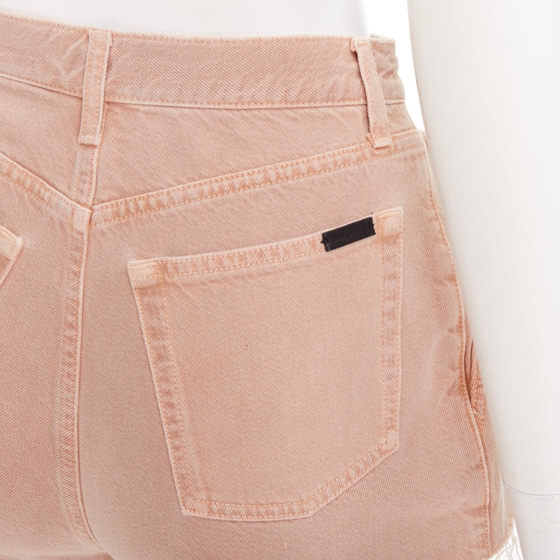 SAINT LAURENT 2020 short évasé en denim lavé rose poussiéreux avec étiquette logo 25