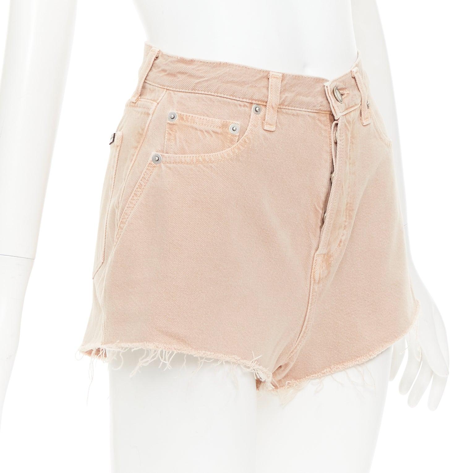 Beige SAINT LAURENT 2020 short évasé en denim lavé rose poussiéreux avec étiquette logo 25