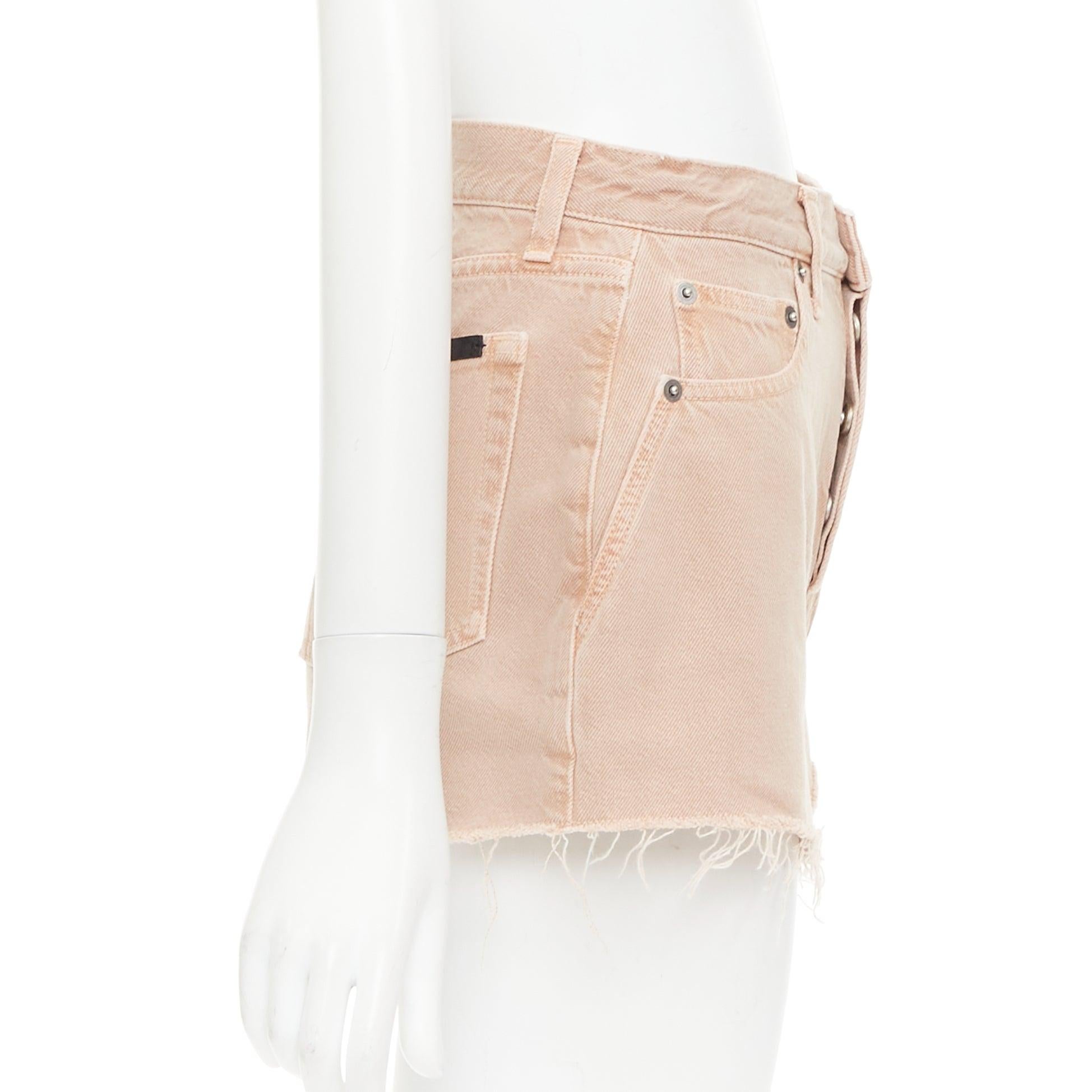 SAINT LAURENT 2020 short évasé en denim lavé rose poussiéreux avec étiquette logo 25