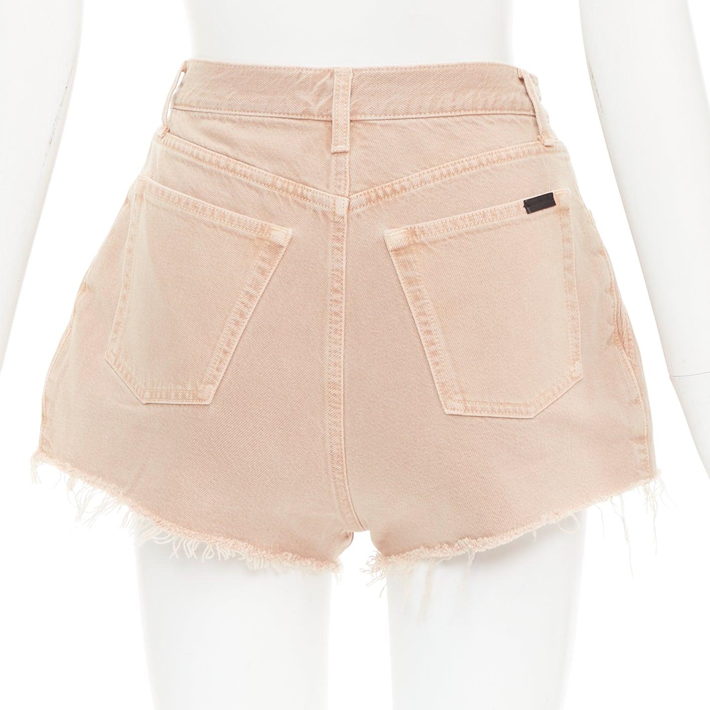 SAINT LAURENT 2020 short évasé en denim lavé rose poussiéreux avec étiquette logo 25