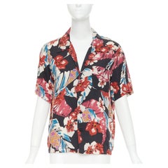SAINT LAURENT 2020 Hibiscus Hawaiian print heavy washed lyocell casualcamp shirt