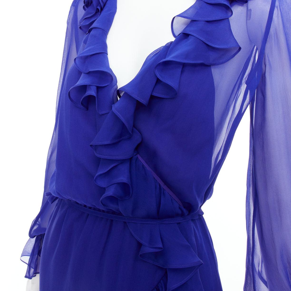 SAINT LAURENT 2020 Runway Majorelle Blue silk ruffle wrap dress FR38 S
Référence : TGAS/F00447
Marque : Saint Laurent
Designer : Anthony Vaccarello
Collectional : Automne Hiver 2020 - Défilé
MATERIAL : Soie
Couleur : Bleu
Motif : Solide
Fermeture :