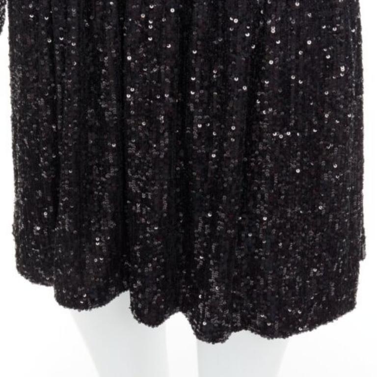 SAINT LAURENT 2020 silver black gradient sequins cropped mini bateau dress XS For Sale 3